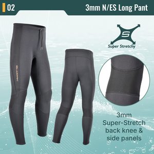 Pantalones de Buceo para Hombre Aropec de Neopreno Superelástico de 3 mm, Rodilleras Supratex, Cordón Ajustable, Pantalones Térmicos para Buceo OEM/ODM - Product Image 3
