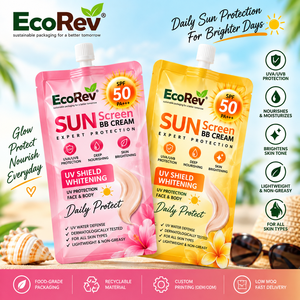 Crème solaire BB EcoRev SPF 50 PA+++ pour le visage et le corps, légère, non grasse, emballage en sachet recyclable laminé ECO36 - Product Image 4