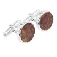 Fruit Jasper Manchetknopen 925 Sterling Zilver Ronde Edelsteen Luxe 10g voor Mannen Bruidsjonkers Huwelijkscadeau Formele Sieraden Hem