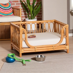 Cama para mascotas con borde de concha tejido, sofás ecológicos de ratán para perros, camas tipo lounge para gatitos, suministros para gatos al por mayor - Product Image 3