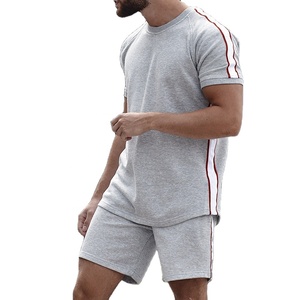Conjunto Deportivo de Algodón Rosa para Hombre, Manga Corta, Cuello Redondo, Color Sólido, Pantalones Cortos Casuales de Verano, Corte Regular, Ligero y Transpirable - Product Image 4