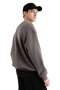 Hombres XL O-cuello acanalado Beige manga completa caída hombro Top personalizado 100% mezcla de algodón de calidad superior ajuste suelto OEM ODM - Product Image 4