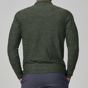 Haut de sport athlétique à manches longues en Spandex et Polyester, coupe ajustée, avec quart de zip, séchage rapide, couleur unie, veste de survêtement pour la gym - Product Image 2