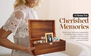 Boîte à souvenirs en bois d'acacia, boîtes décoratives avec couvercle à charnière et clé de verrouillage, boîte à trésors en bois - Product Image 3