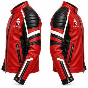 Winter Warm <b>Genuine</b> <b>Leather</b> <b>Jacket</b> <b>Men</b> Stand Eco-Friendly Quick Dry Comfortable Breathable Premium Quality Custom Made Front - Product Image 3