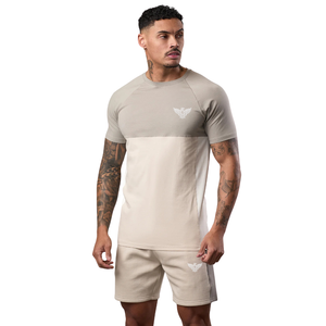 Vêtements de sport personnalisés pour hommes, beige uni, séchage rapide, été, doux, respirant, coton, athlétique, gym, entraînement, fitness, décontracté - Product Image 1