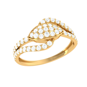 Nouvelle conception de bague en or avec diamants en forme de feuille, bijoux tendance pour cadeau - Product Image 3