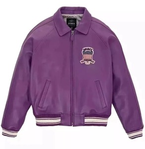 Veste de baseball Avirex pour homme, veste bomber en cuir PU pour homme, fermeture éclair, patch brodé USA, vêtements décontractés d'automne, vestes en cuir Avirex - Product Image 1