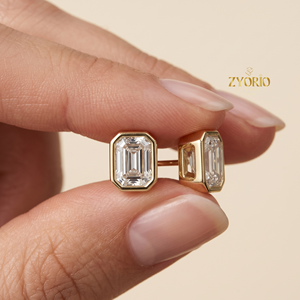 ต่างหูเพชรเพาะเลี้ยงทรงคุชชั่นทองคำแท้ 14K ยี่ห้อ Zyorio Jewels พร้อมใบรับรอง IGI เหมาะสำหรับเป็นของขวัญหมั้น - Product Image 1