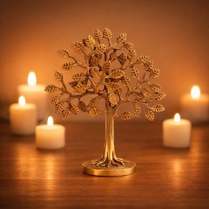 SHUBHAM - Figura Decorativa del Árbol de la Vida en Latón Chapado en Oro, Hecha a Mano, Decoración Religiosa para el Hogar, Vastu Fengshui, Centro de Mesa, Regalo - Product Image 3