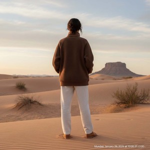 Sweat-shirt oversize en molleton de coton épais 500 g/m² pour femme, marron uni, anti-rétrécissement, streetwear haut de gamme, hiver, OEM - Product Image 6