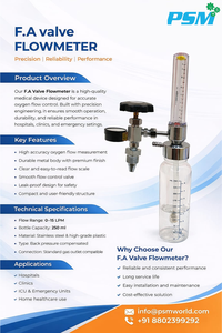 F.A.Valve flowmeter with <b>humidifier</b> bottle PSM Best quality - Product Image 4