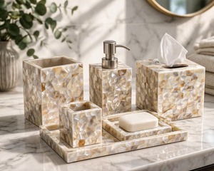 Ensemble de salle de bain en résine, accessoires de salle de bain en résine, ensemble moderne de luxe en résine faite à la main - Product Image 4