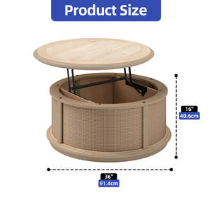 Breeze Rattan <b>Lift</b>-Top <b>Coffee</b> <b>Table</b> with Stylish Drum Design Functional & Elegant - Product Image 3