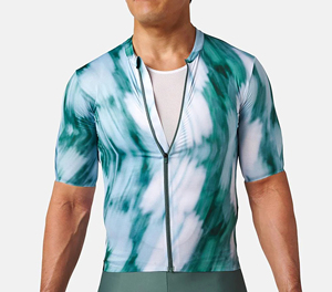 Maillot de Ciclismo Personalizado Verde Abstracto Unisex de Alto Rendimiento con Cremallera Completa para Bicicleta de Carretera, Transpirable, que Absorbe la Humedad, 100% Poliéster Sublimado - Product Image 3