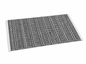 Tapis de porte géométrique moderne rectangulaire noir et blanc, tissage plat, pour la maison et la cuisine - Product Image 2