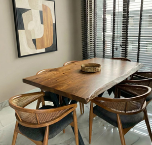 Table de salle à manger en bois brut de noyer sud-américain pur et naturel, design moderne, pour villa et mobilier de conférence - Product Image 2