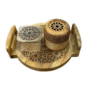 Haute Qualité En Bois Incrustation Mango Bois Bakhoor Brûleur Plateau Boîte Ensemble Acrylique Boîte Incrustation Arabe Mubkhar Boîte Medkhan - Product Image 2