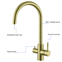 Robinet de cuisine filtrant en acier inoxydable brossé sur mesure WaterMark, sans plomb, 3 voies, en acier inoxydable 304