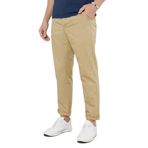 Pantalones casuales rectos sueltos Pantalones cargo caqui Lavado de algodón Elástico Color sólido Pantalones de sarga de pierna recta Pantalones de hombre de BD - Product Image 3