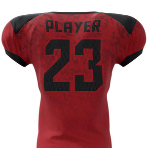 Customizable Red American Football Jersey V-Neck Short Sleeve Sublimated Print Breathable Mesh Uniform for <b>Men</b> - Product Image 6