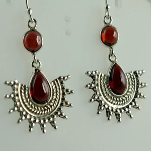 Garnet <b>Earrings</b> 925 Sterling Silver Handmade Statement Promise Ring for Women Boho June Birthstone Jewelry - Product Image 1