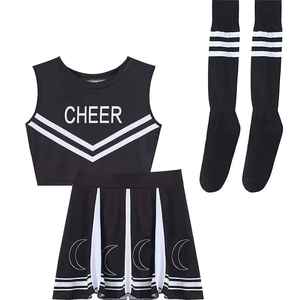 Uniformes de cheerleading personnalisés de haute qualité en gros, jupes et tenues imprimées avec un design en strass, 100% polyester - Product Image 3
