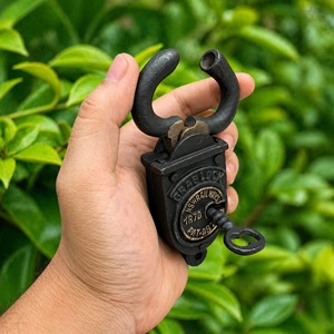 Padlock Black Solid Design Best Quality Antique <b>Locks</b> Iron Padlock & Keys Vintage Style <b>Lock</b> in Working Condition Home Villas - Product Image 2