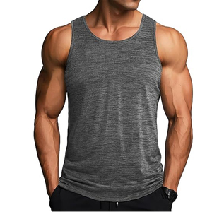 Camiseta sin mangas de algodón lavado para hombre, cuello redondo, color liso, estilo casual transpirable con borde deshilachado, estilo tejido, personalizada para hombre - Product Image 1