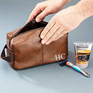Custom Easy Clean Genuine Leather <b>Toiletry</b> <b>Bag</b> Vintage Travel Dopp Kit <b>Men</b> Waterproof Shaving Cosmetic Case LYG-0184 - Product Image 1