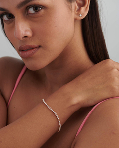 Bracelet en diamant cultivé en laboratoire rond, certifié IGI, or blanc, or jaune, or rose 10K 14K 18K, cadeau de luxe pour mariage - Product Image 1