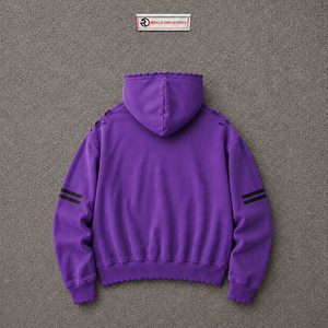 Sudadera con Capucha Morada Oversize para Hombre, 100% Algodón Suave French Terry, Diseño con Estampado en el Bolsillo Delantero, Otoño - Product Image 6