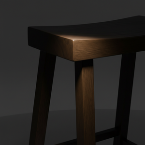 Tabouret de bar moderne en bois de caoutchouc massif rond - Tabouret haut pour la maison - Product Image 5