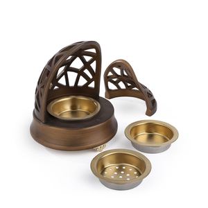 Quemador de incienso de madera de lujo Mabkhara Bakhoor, quemador de incienso árabe Oud con cuencos metálicos extraíbles, soporte para fragancias para el hogar - Product Image 1