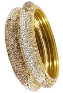 Premium Quality Ethnic Wedding Gold Plated Bangle Set Pearl Border Imitation Pearl Trendy Style Rahul Bangle Brand Wholesale - Product Image 5