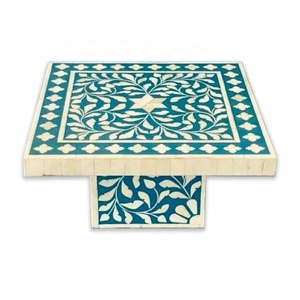 High Quality Bone Inlay Floral Pattern Square Cake <b>Stand</b> <b>Plate</b> Dessert <b>Display</b> Cupcake <b>Stands</b> Decorative Serving Wholesale Price - Product Image 3