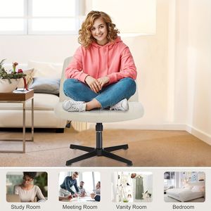Sedia a dondolo girevole girevole ampia scrivania senza braccioli a gambe incrociate per ufficio casa tessuto compito Vanity sedia per Gaming soggiorno - Product Image 3