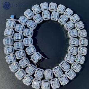 LOISTA Men's 925 Silver Rhodium Plated Moissanite Emerald Cut Box Chain <b>Statement</b> <b>Necklace</b> Geometric Luxury Everyday Wear - Product Image 5