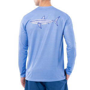 Camiseta de Manga Larga para Hombre, Color Azul Sólido, Secado Rápido, Cuello Redondo, Corte Regular Informal, Tejido de Algodón/Fibra de Bambú, Diseño Liso, Digital - Product Image 3