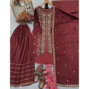 Conjunto de ropa de fiesta de diseñador para mujer, parte superior inferior y Dupatta, elegante y elegante - Product Image 4