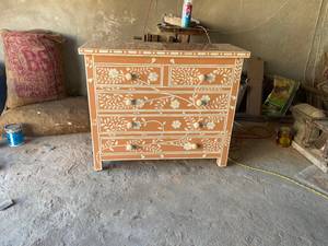 Bone inlay rose pink Chest of 5 Drawer - Product Image 2