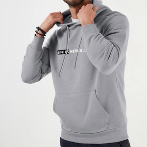 Custom Men’s Light Grey Pullover Hoodie <b>with</b> Motivational <b>Slogan</b> Print Kangaroo Pocket Casual Streetwear <b>Sweatshirt</b> - Product Image 2