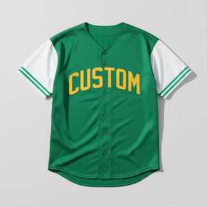 Custom Green Men's <b>Baseball</b> Jersey Short Sleeve V-Neck Button Front Screen Printed Polyester Breathable Multi Colors Jersey. - Product Image 5
