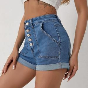 Nuevos Shorts Casuales de Mezclilla Lisa para Mujer, Poliéster/Algodón, Personalizados, de Verano, Premium, Elegantes, Lavados, de Secado Rápido, con Perlas - Product Image 4