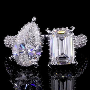 Diseñador 14K chapado en oro Moissanite anillo de compromiso 1 quilate VVS2 corte brillante moda mujer nupcial joyería de lujo - Product Image 4