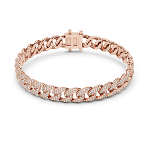 Bracelet gourmette de luxe en or et diamants, bracelet chaîne imposant serti de diamants de laboratoire, cadeau pour elle, bijoux en diamants - Product Image 1