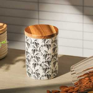 Premium Contemporary Kitchen <b>Storage</b> <b>Box</b> <b>with</b> Wooden <b>Lid</b> for Pantry Organization and Countertop Home <b>Decor</b> - Product Image 3