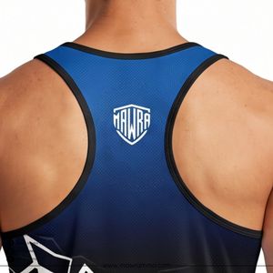 Hot Selling MAWRA <b>Men's</b> Sporty Tank Top Geometric Print Quick Dry O-Neck Sleeveless Workout <b>Vest</b> Blue <b>White</b> Design TankTop - Product Image 4
