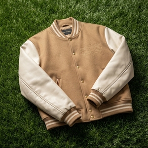 Veste en laine mélangée pour homme, style preppy, logo brodé, col rabattu, coupe classique, vêtement d'automne - Product Image 5