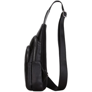 Bolso de pecho minimalista de PU, bolso de hombro con cierre de cremallera, antirrobo, uso diario, todas las estaciones, negro - Product Image 3